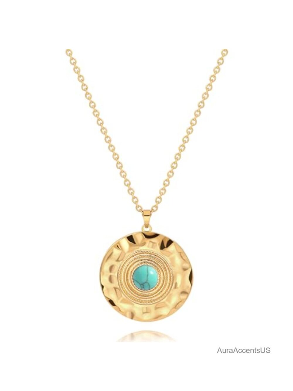 18K Gold Plated Coin Pendant Necklace Dainty Compass Layered Jewelry
